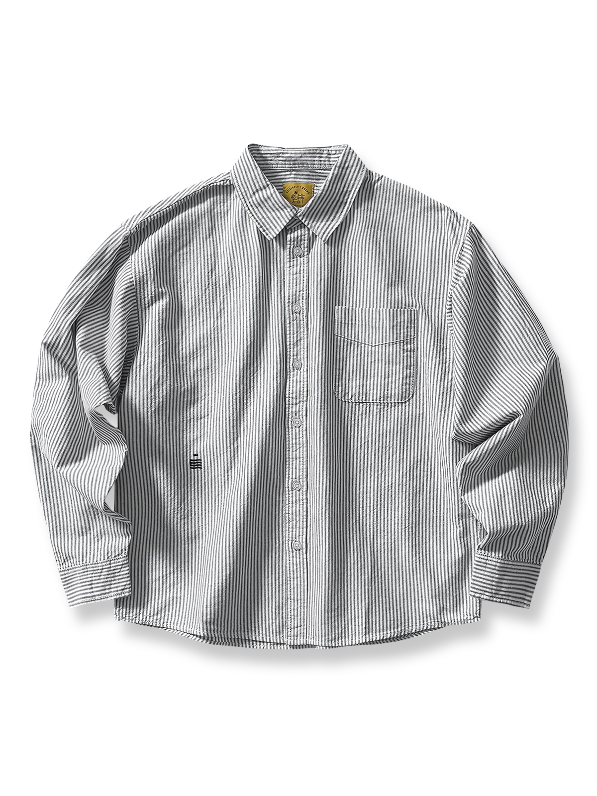 ストライプ柄オックスフォードシャツの平置き画像