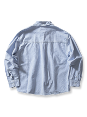 ストライプ柄オックスフォードシャツの平置き画像