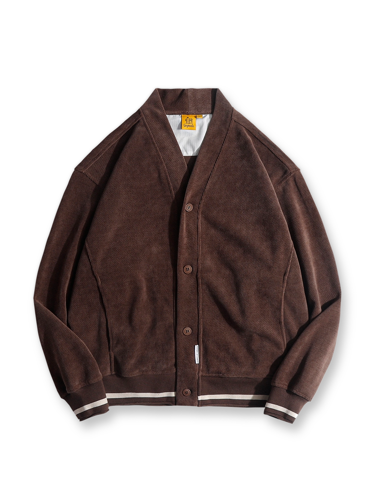 ノーカラー コーデュロイ カーディガン