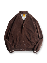 ノーカラー コーデュロイ カーディガン