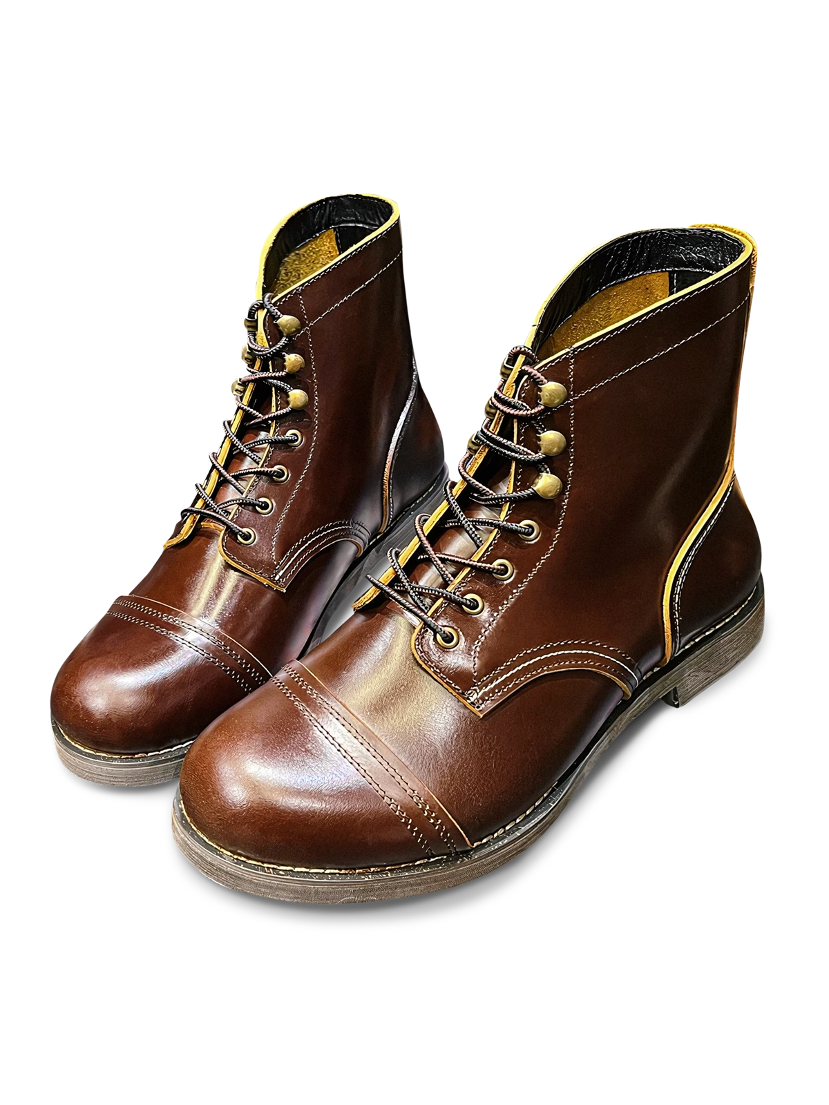 8111ブラウン 牛革ワークブーツ