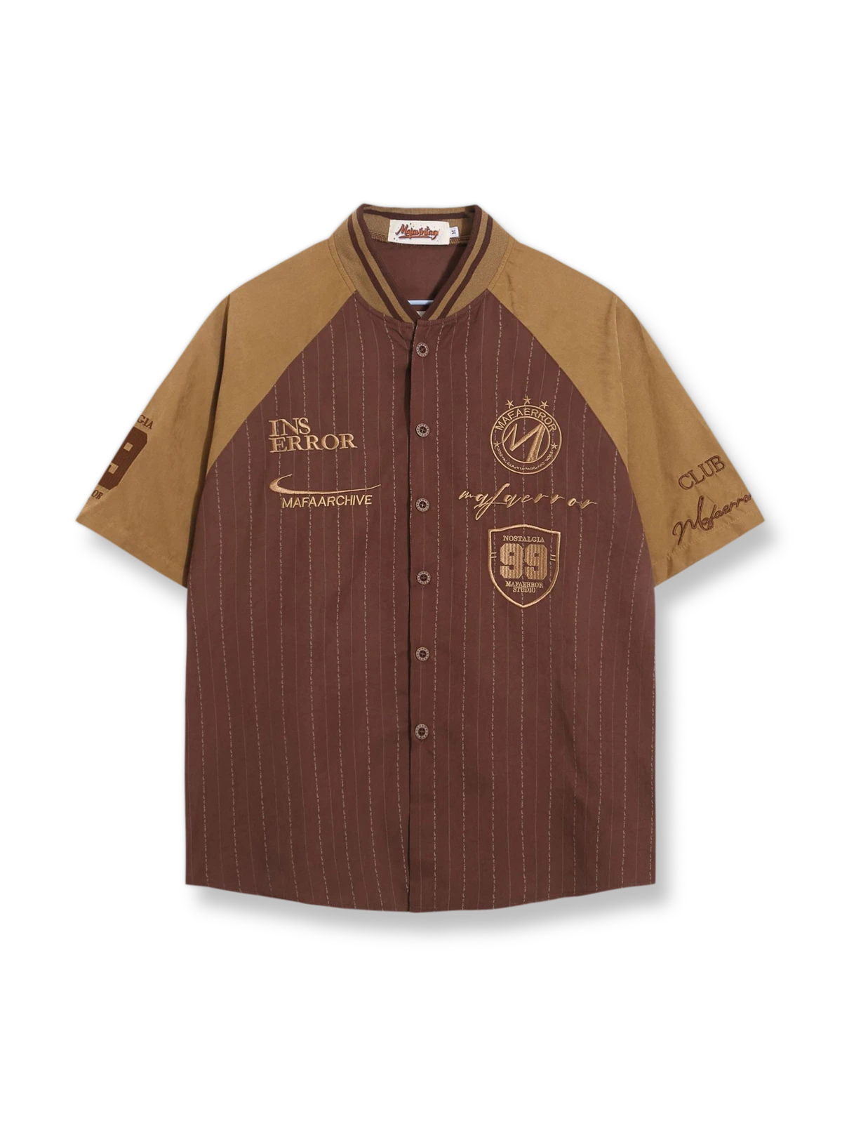 パッチワークストライプ 野球シャツ