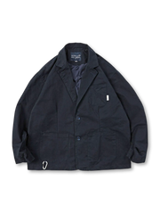 フロントボタンと大きめポケットが特徴のコーデュロイ風ジャケット、カラーはカーキまたはネイビー