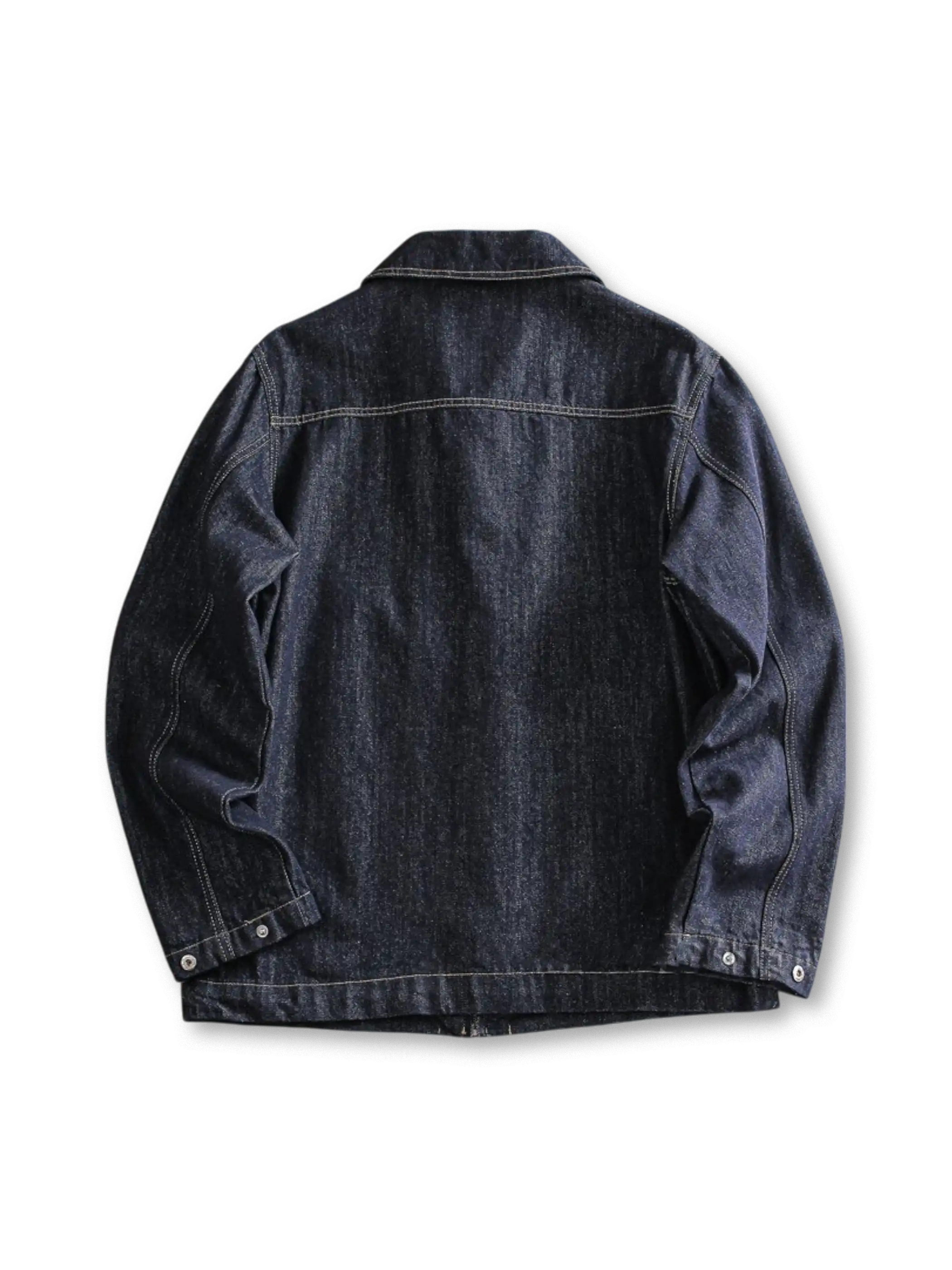 大口ポケット付きの中厚デニムワークジャケット
