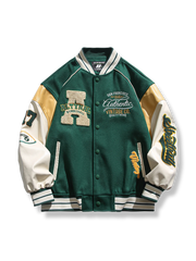 3色 パッチワークｘ刺繍入り ベースボールジャケット