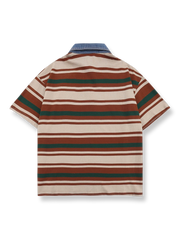 ストライプ デニムカラー ポロシャツ