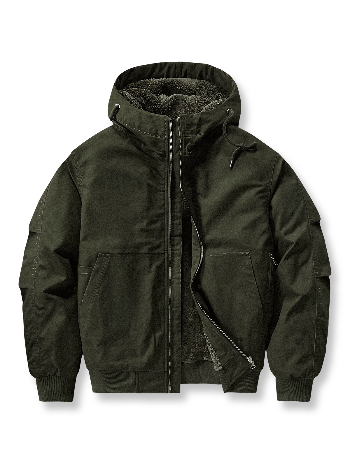 製品画像
「M-65戦闘服デザインをリバイバルしたウール裏地厚手フード付きジャケットの全体画像。フード付きと多ポケット仕様が特徴の冬用アウター。」

詳細画像
「大容量ポケットと防風キャンバス生地の外層、保温性に優れたウール裏地のディテールをクローズアップした画像。」