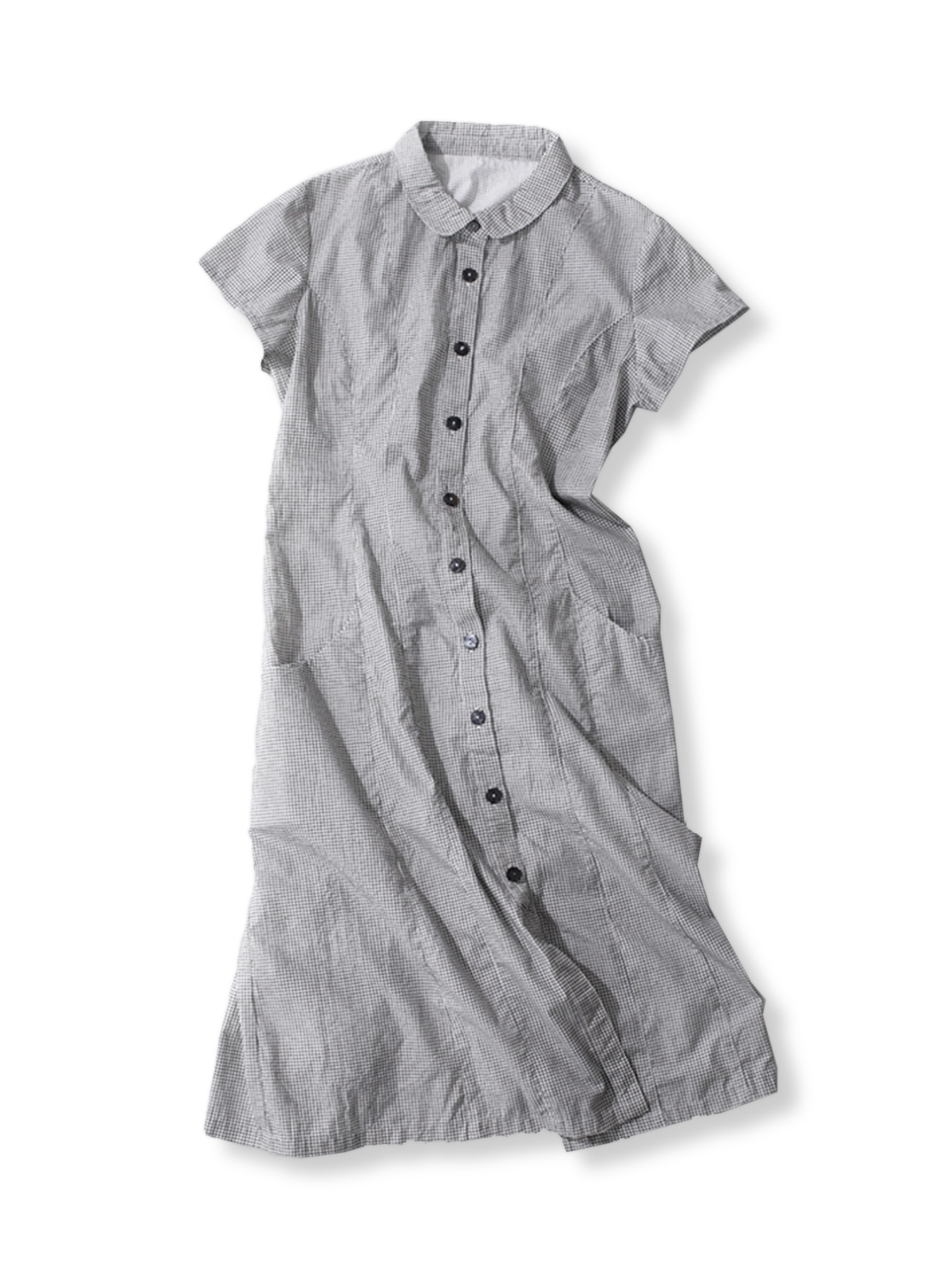 PESSOA CLUB フレンチレトロスタイル ギンガムチェック コットンドレス全体ビュー