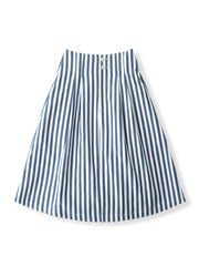 PESSOA CLUB マリンスタイル ブルー＆ホワイトストライプハイウエストスカート全体像