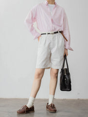 ベーシック ホワイト ハイウエスト ショートパンツ