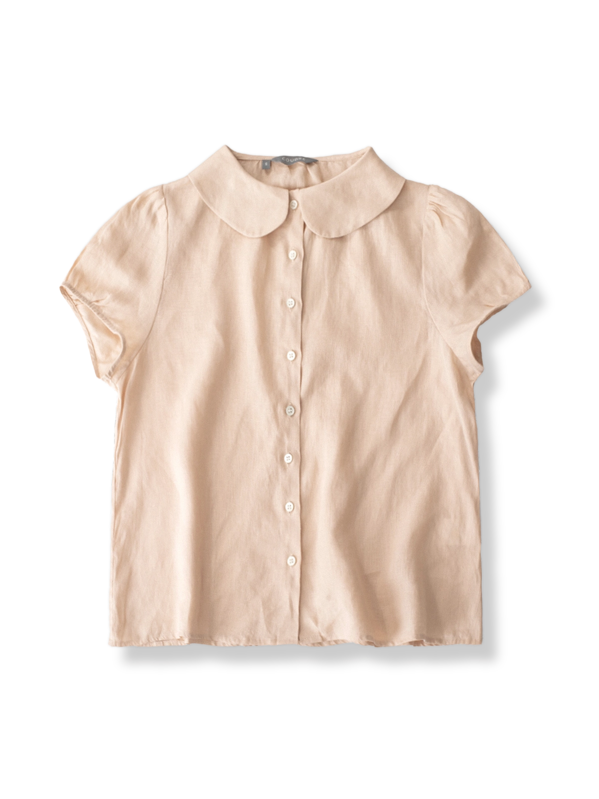 製品画像: フレンチレトロ ピーターパンカラー リネン半袖シャツ 全体図