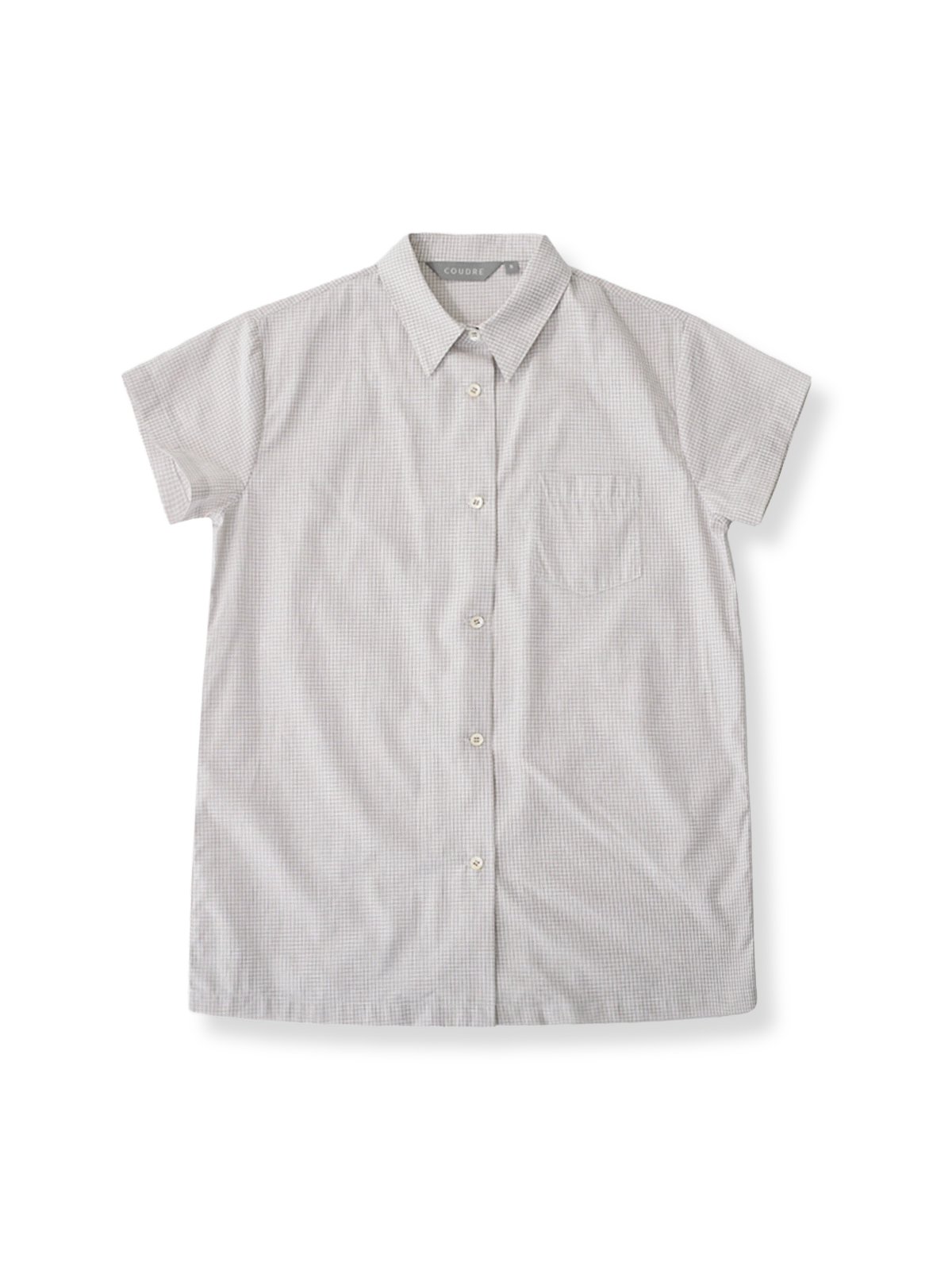 製品画像: フレンチヴィンテージの細格子柄コットンシャツの全身展示画像