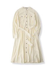 製品画像: フレンチレトロなドレープ感のあるスタンドカラーワンピース全体画像