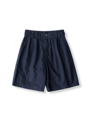 製品画像: フレンチレトロなプルシアンブルー ハイウエスト ショートパンツ全体画像