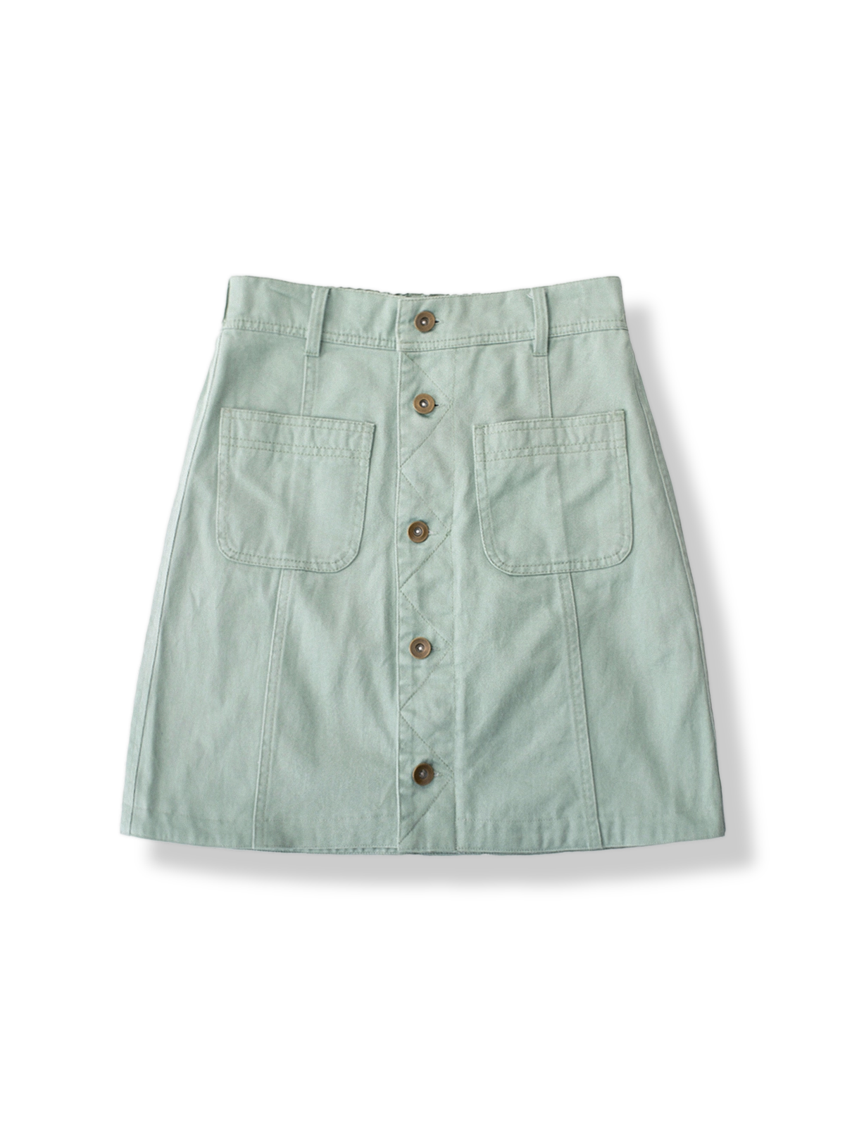 製品画像: フレンチレトロなアーティスティックなミントグリーン ハイウエスト ワークスカート全体画像