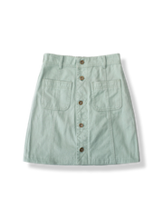 製品画像: フレンチレトロなアーティスティックなミントグリーン ハイウエスト ワークスカート全体画像