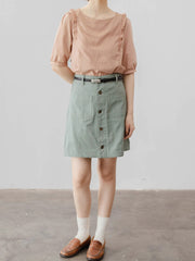 ミントグリーン ハイウエスト ワークスカート