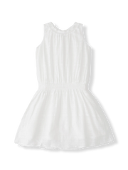 製品画像: フレンチレトロなシャーリングホワイトコットンタンクドレス全体画像