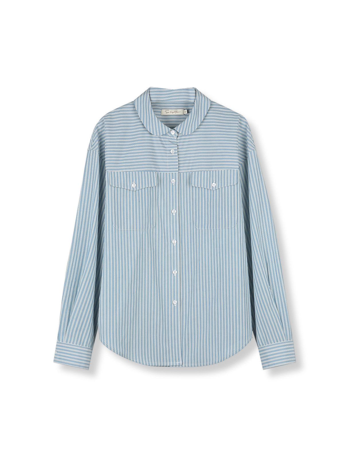 ブルーストライプロングスリーブシャツ
