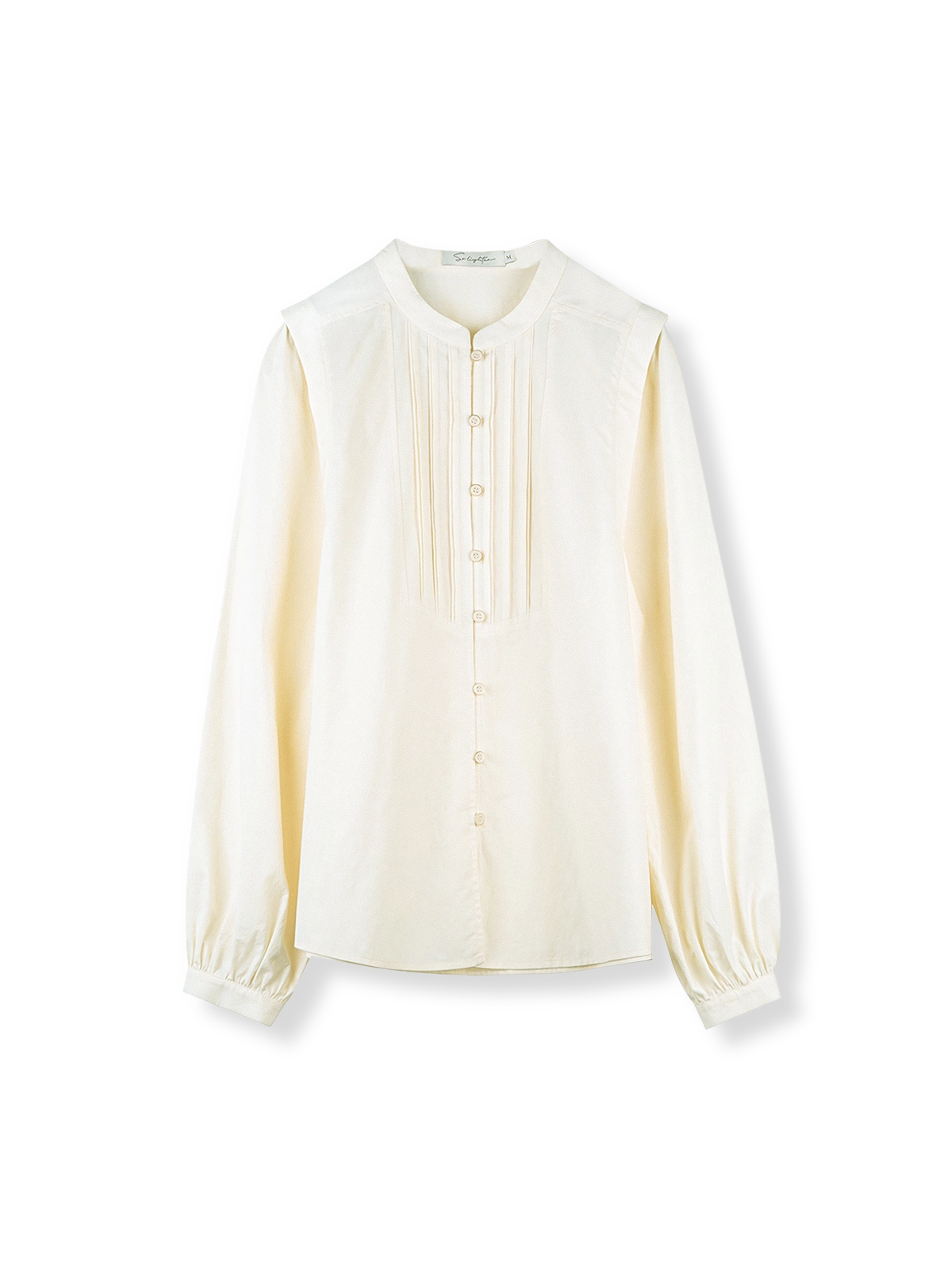 スタンドカラーランタンスリーブルーズシャツ