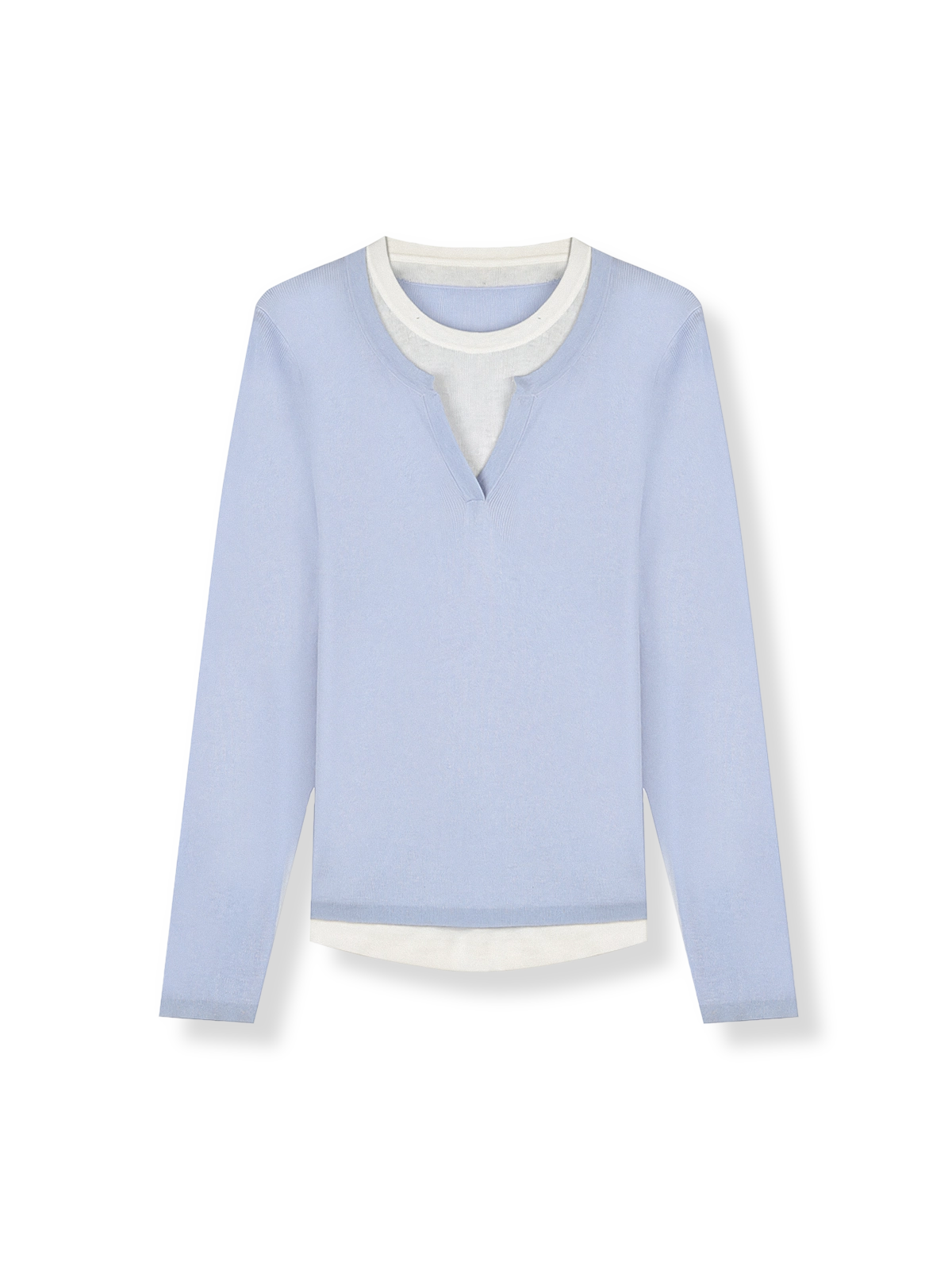 フェイクツーピース Vネックニット