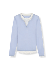 フェイクツーピース Vネックニット