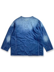 製品画像: ナバホ柄リバーシブルデニム×ウールミックスジャケット全体展示図。民族的なナバホ柄が施されたウールミックス素材とヴィンテージ感溢れるデニムが特徴的。
詳細画像: ナバホ柄のウール素材と100%コットンデニムのリバーシブルデザインディテール特写。両面を楽しめる機能的な美しさ。