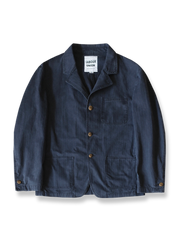 製品画像: ヴィンテージヘリンボーンウォッシュジャケットの全体画像、独特な時代感を持つデザイン
詳細画像: ウォッシュ加工されたヘリンボーン柄の生地とヴィンテージメタルボタンのディテール