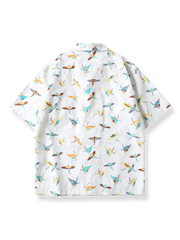 インディアンサンダーバード柄 キューバカラー半袖シャツ