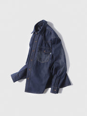 フラップポケット付き デニムシャツ