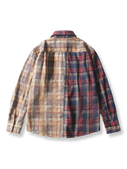 微起毛　2トーン切替チェック長袖シャツ