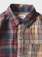 微起毛　2トーン切替チェック長袖シャツ