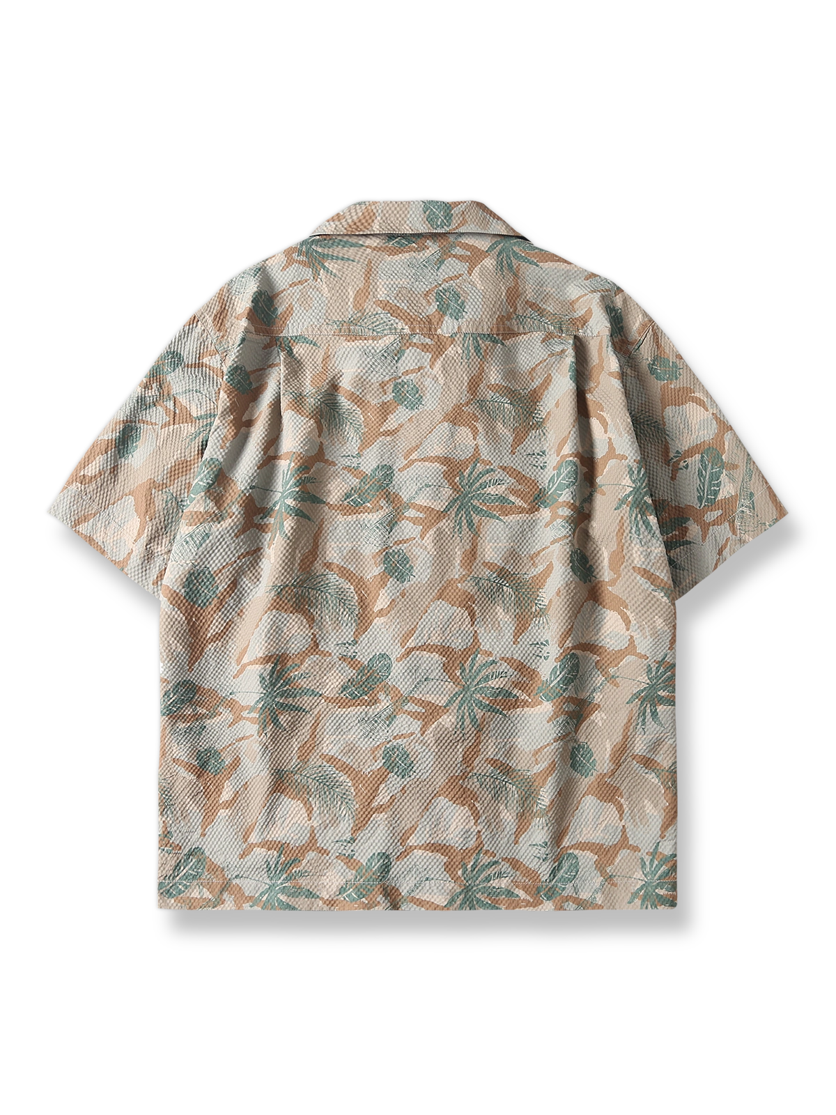植物花柄カモフラージュ柄ハワイアン半袖シャツの全体像