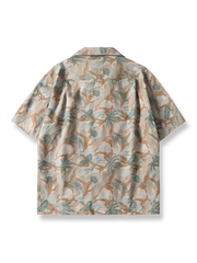 植物花柄カモフラージュ柄ハワイアン半袖シャツの全体像