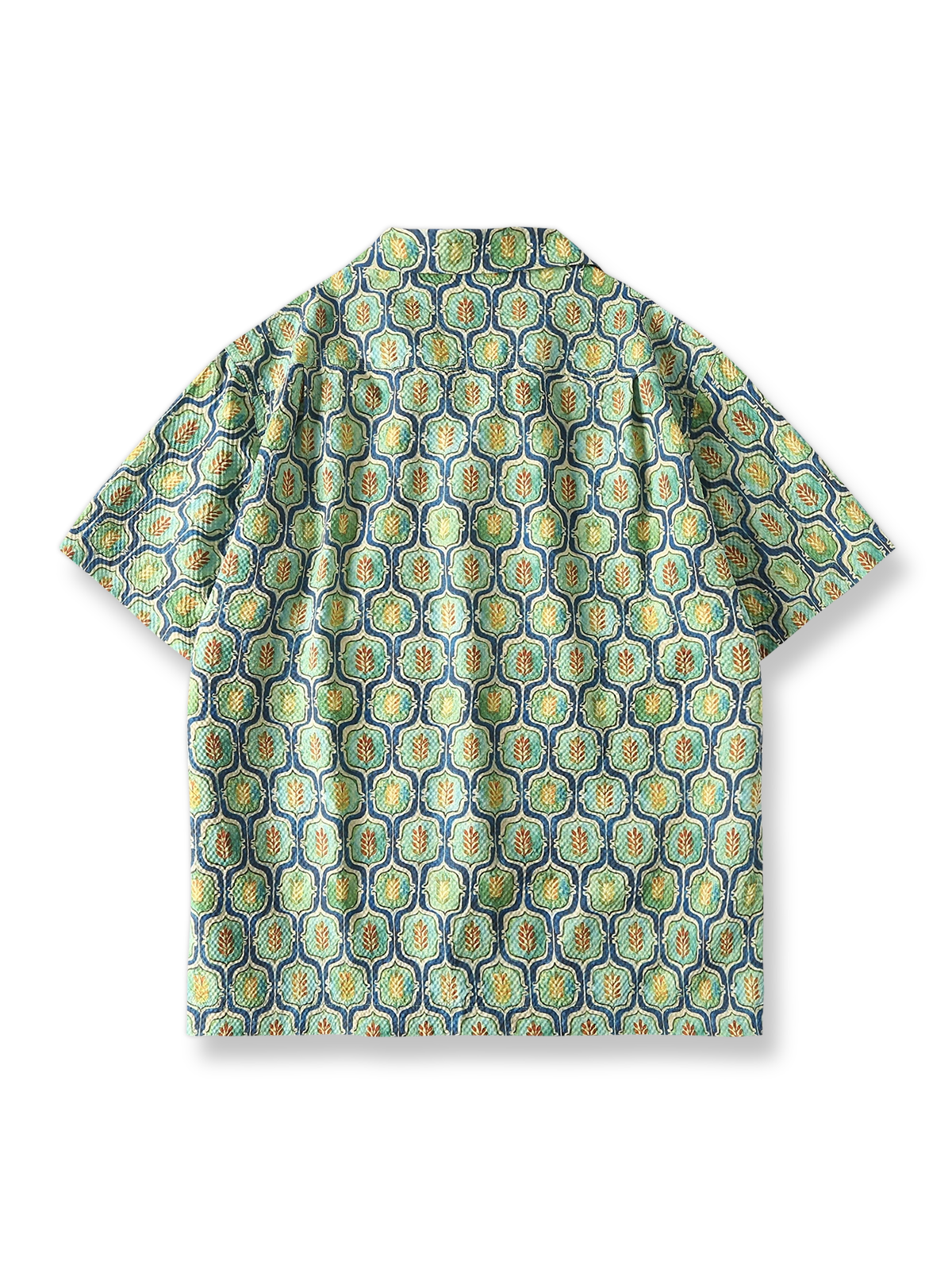 幾何学柄ハワイアン半袖シャツの全体像