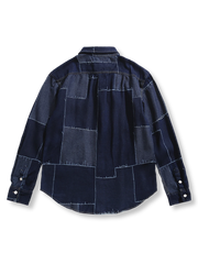 ボロ風パッチワークデニムシャツ