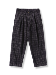 コーデュロイ ワンタック チェックパンツ