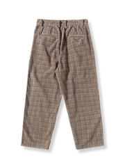 コーデュロイ ワンタック チェックパンツ