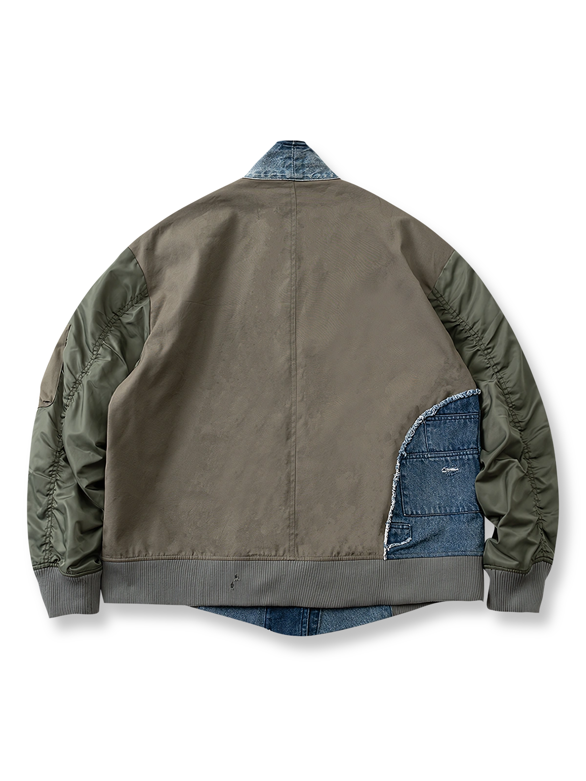 製品画像: マルチポケットデニムパッチワークはんてんジャケットの全体図