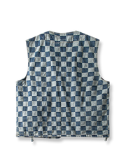 製品画像: ヴィンテージ感のあるチェッカーボード柄デニムベスト