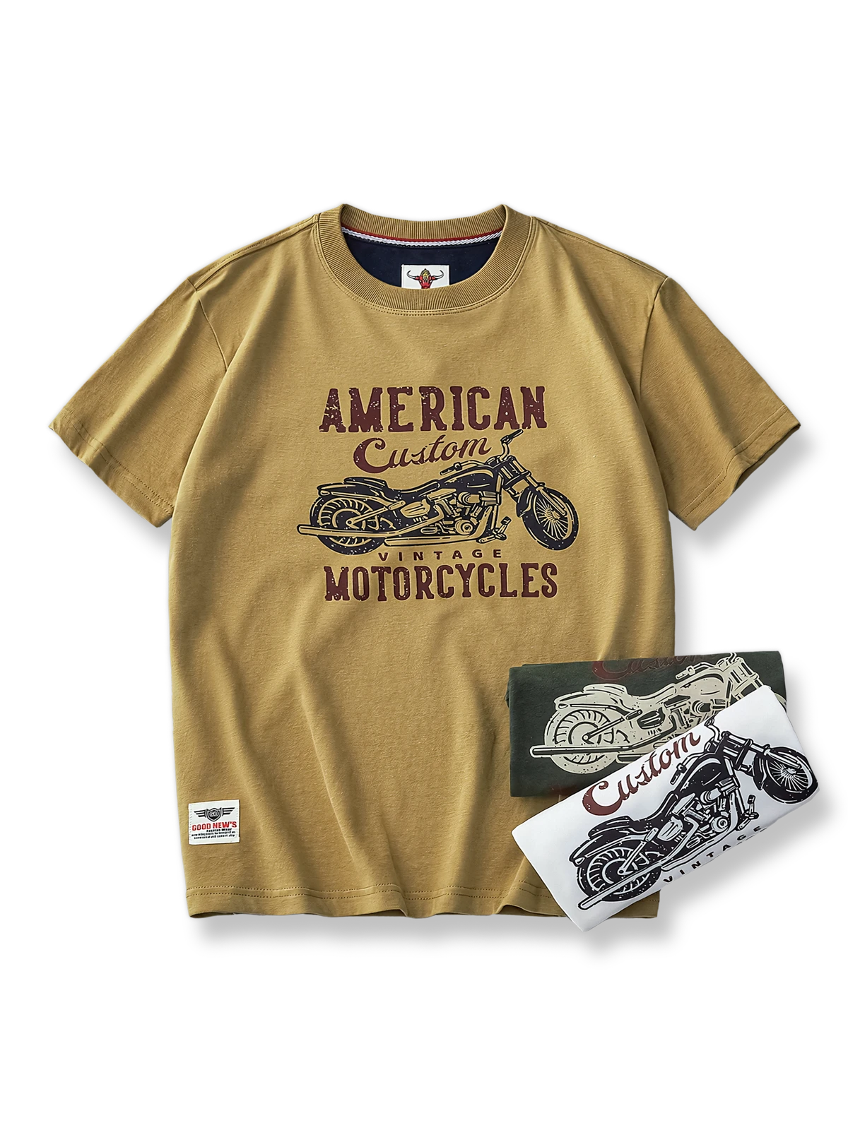 アメカジ定番 抜染プリントバイカーTシャツ