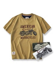 アメカジ定番 抜染プリントバイカーTシャツ