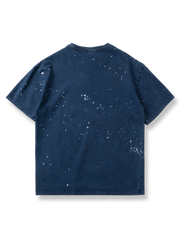 藍染めスノーフレークプリント 半袖Tシャツ