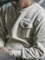 立体ポケット付き クルーネックコットンスウェット