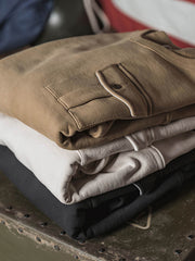 立体ポケット付き クルーネックコットンスウェット