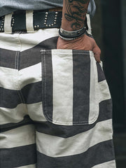 ストライプ柄 色織りモーターサイクルパンツ