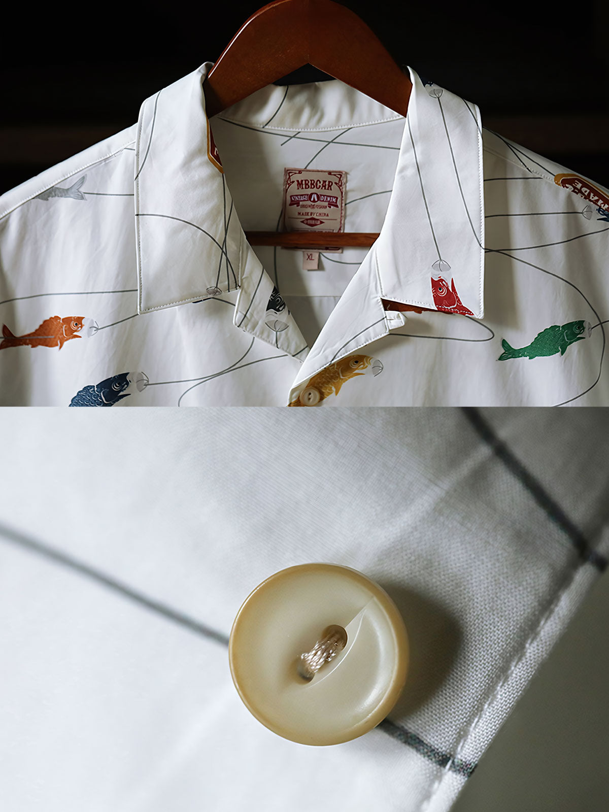 鯉の詳細プリントとキューバンカラーのクローズアップ。