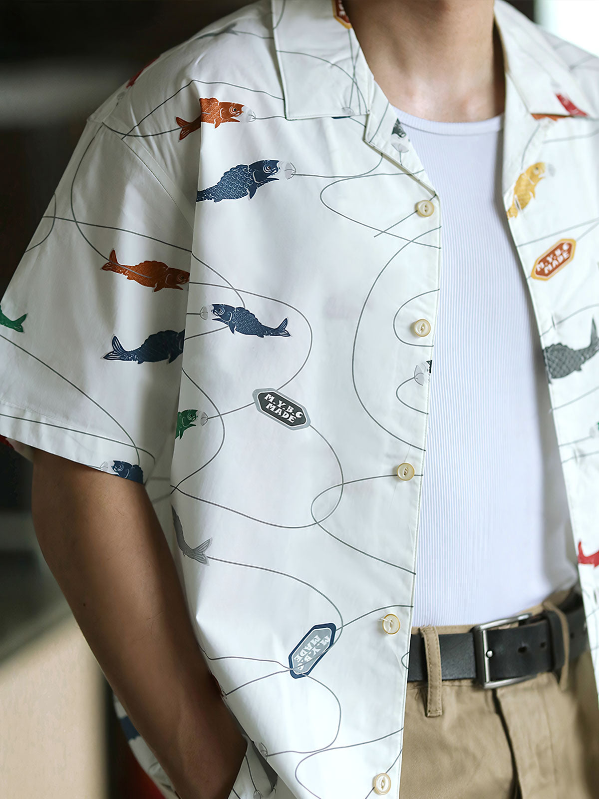 鯉の詳細プリントとキューバンカラーのクローズアップ。