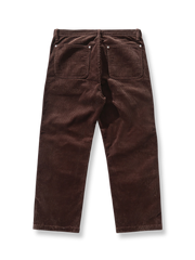 製品画像: ハイウエストコーデュロイワイドパンツの平置き画像 - 8ウェール素材と膝パッチデザインが特徴
詳細画像: 両膝パッチデザインとコーデュロイ素材のディテール - ヴィンテージ風の質感を表現