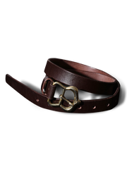 製品画像: ハンドメイドヴィンテージ合金バックルレザーベルトの正面図
詳細画像: バックルとレザーのディテールクローズアップ